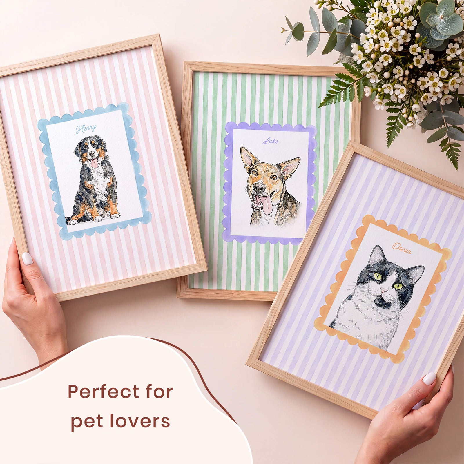 Custom Striped Pet Portrait