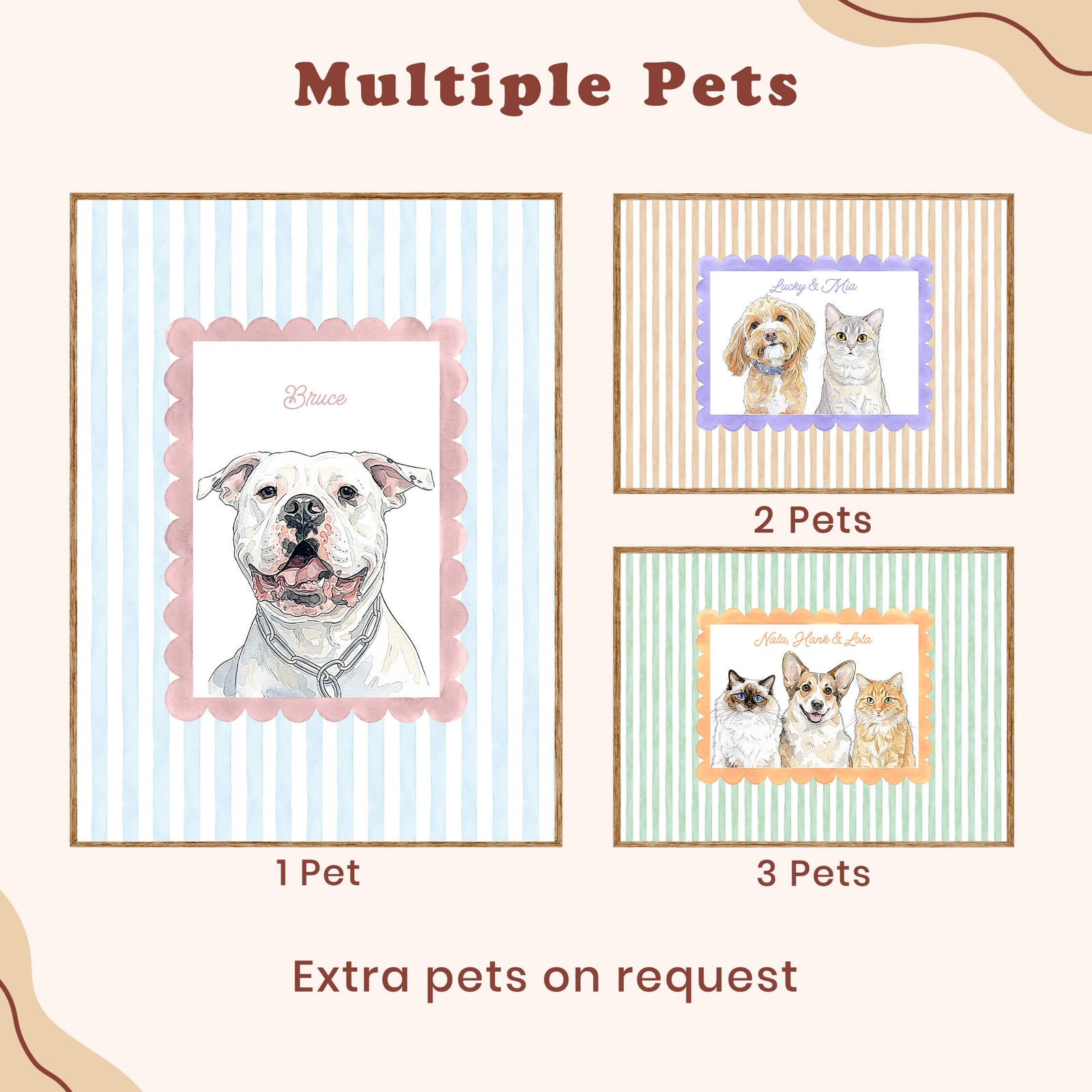 Custom Striped Pet Portrait