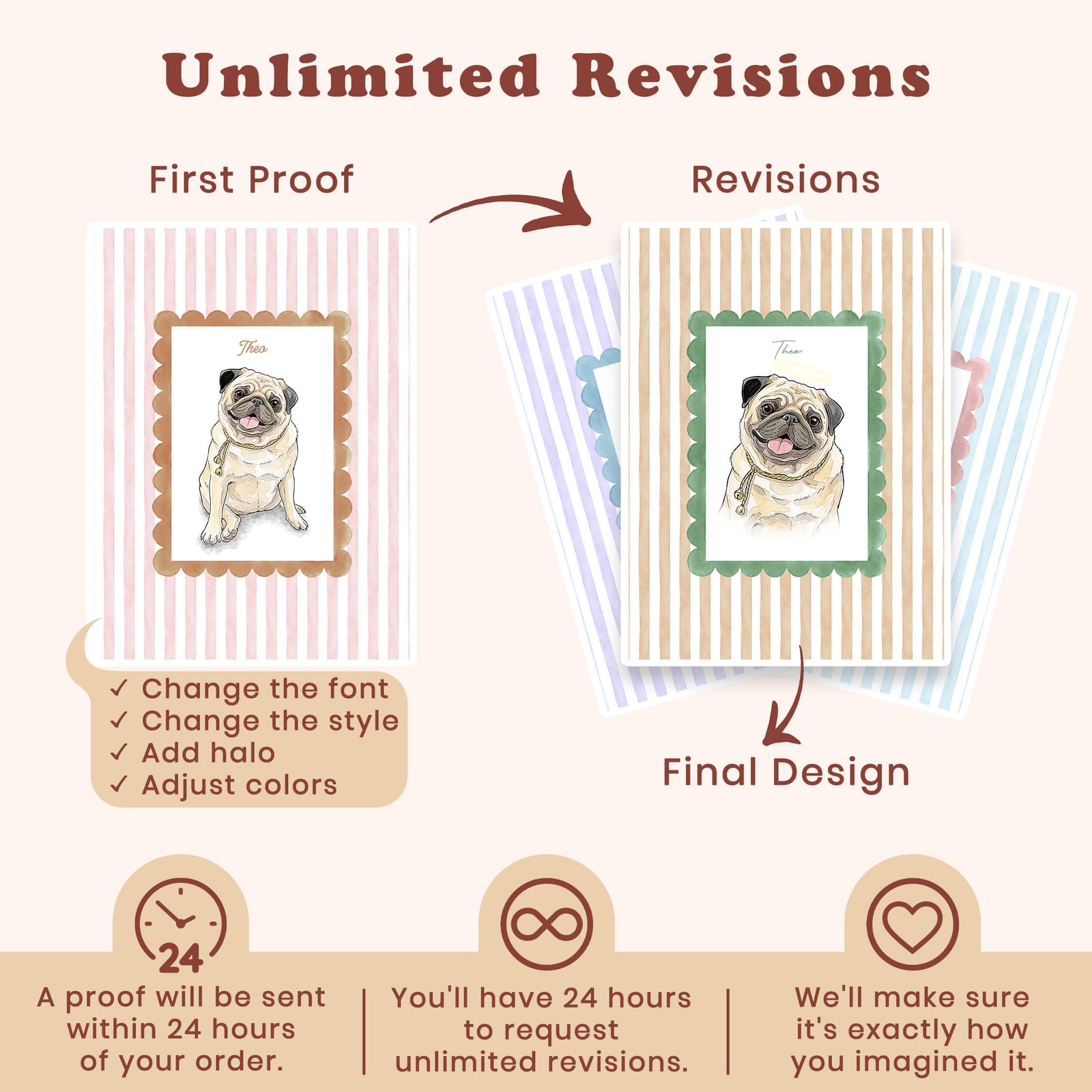 Custom Striped Pet Portrait