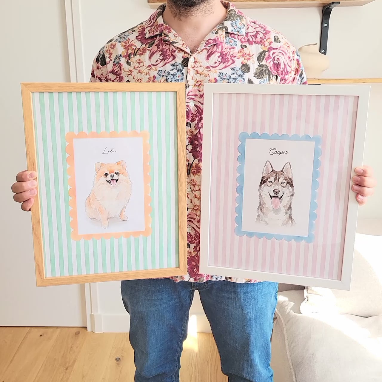 Custom Striped Pet Portrait